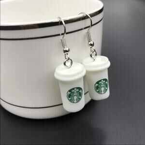 Coffee Travel Cup Inspired Drop Dangle Earrings
